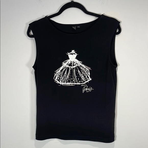 Simons Vintage Black Graphic Ballerina Tank Top - Picture 1 of 6